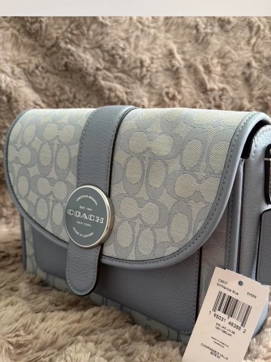 Coach Lonnie blue signature jacquard blue crossbody - Picture 5 of 7